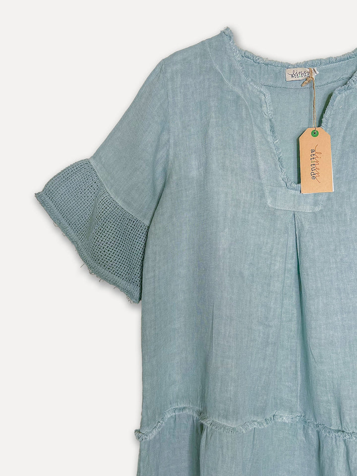 Lola Attitude Linen Dress, Rainy Blue