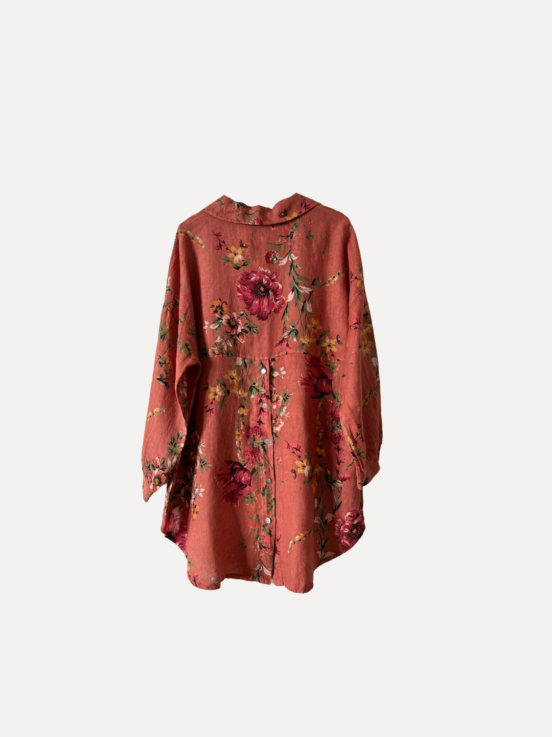 Daisy Attitude Flowery Linen Blouse, Tomato