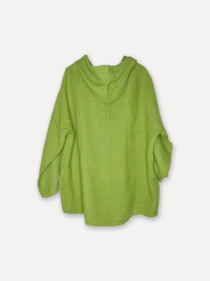 Attitude Surfer Linen Hoodie, Olive Green