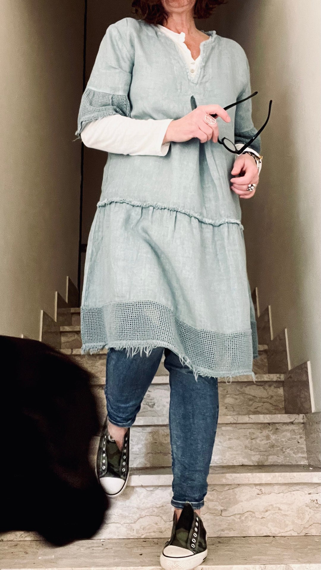 Lola Attitude Linen Dress, Rainy Blue