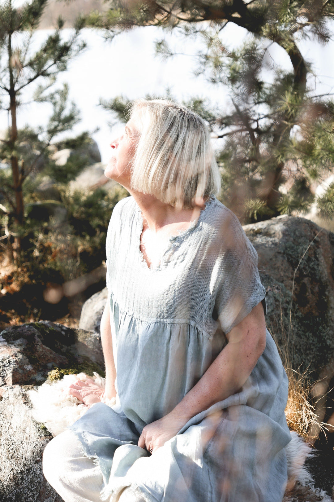 Astrid Attitude Linen Dress, Rainy Blue