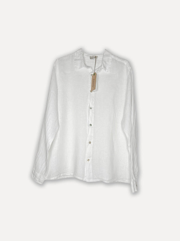 Boyfriend Attitude Linen Shirt, White