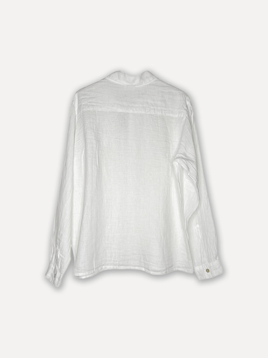 Boyfriend Attitude Linen Shirt, White