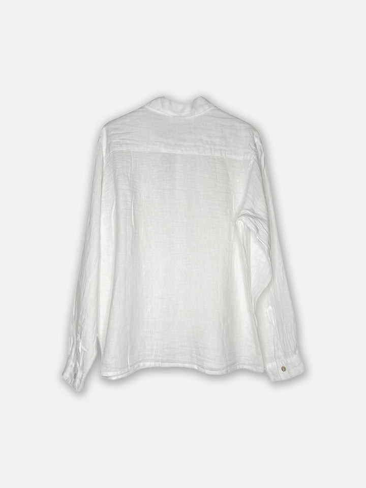 Boyfriend Attitude Linen Shirt, White